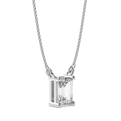 4 Prong Emerald basket chain linked Pendant Necklaces