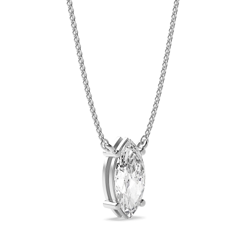 4 Prong Marquise basket chain linked Pendant Necklaces
