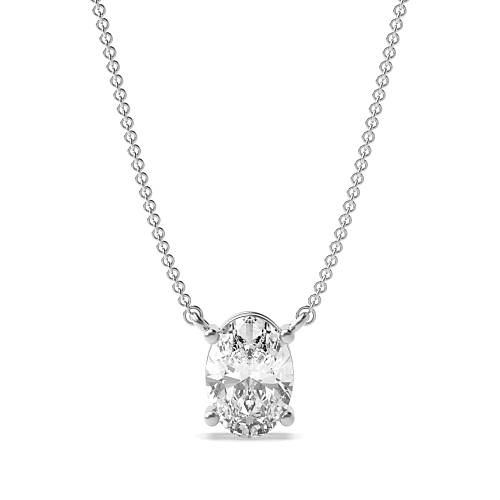 4 Prong Oval basket chain linked Pendant Necklaces