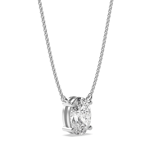 4 Prong Oval basket chain linked Pendant Necklaces