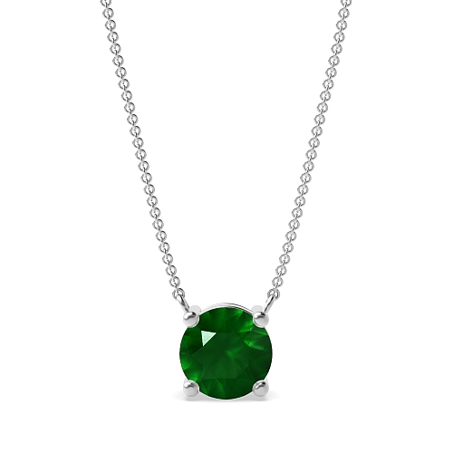 4 Prong basket chain linked Emerald Pendant Necklaces