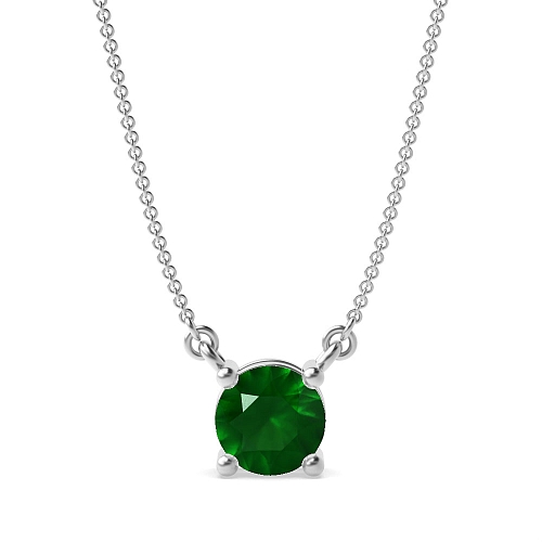 4 Prong basket chain linked Emerald Pendant Necklaces