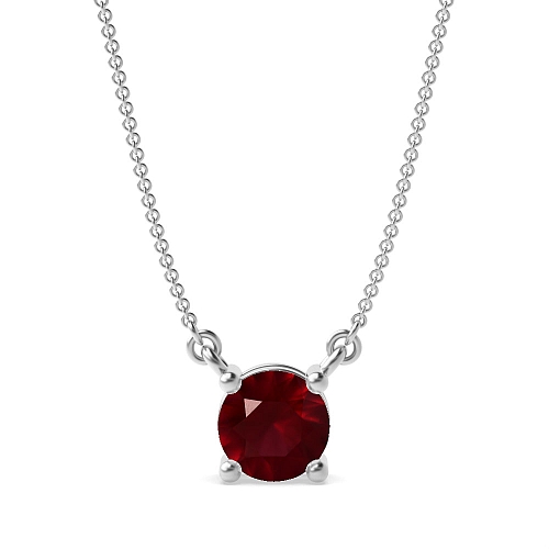 4 Prong basket chain linked Ruby Pendant Necklaces