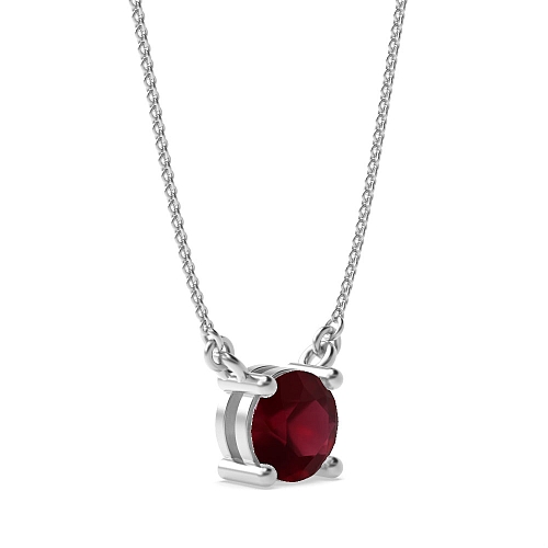 4 Prong basket chain linked Ruby Pendant Necklaces