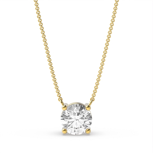 4 Prong Yellow Gold basket chain linked Pendant Necklaces