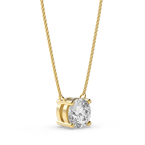 4 Prong Yellow Gold basket chain linked Pendant Necklaces