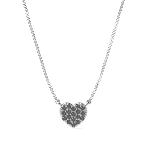 Round Black Diamond Heart Pendant Necklace