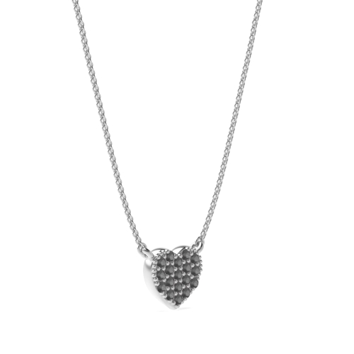 Round Black Diamond Heart Pendant Necklace