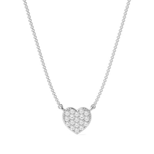 Pave Setting Round Tiny Solid Heart Necklace Diamond Heart Pendants(5.0mm - 9.0mm)