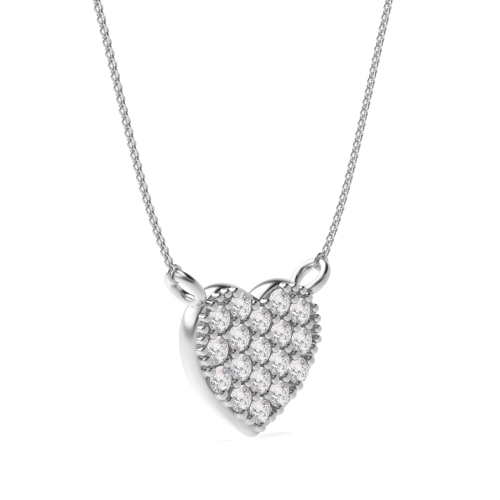 Round Silver Heart Pendant Necklace