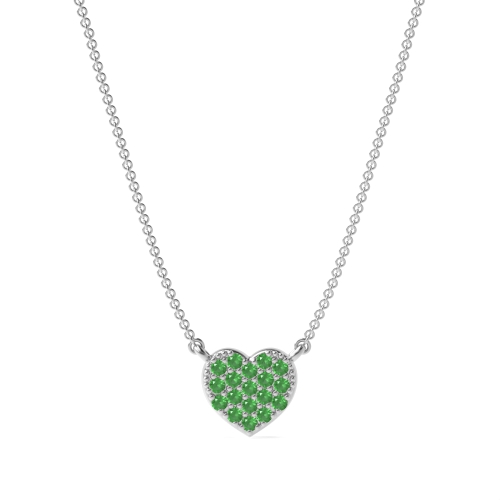 Round Emerald Heart Pendant Necklace