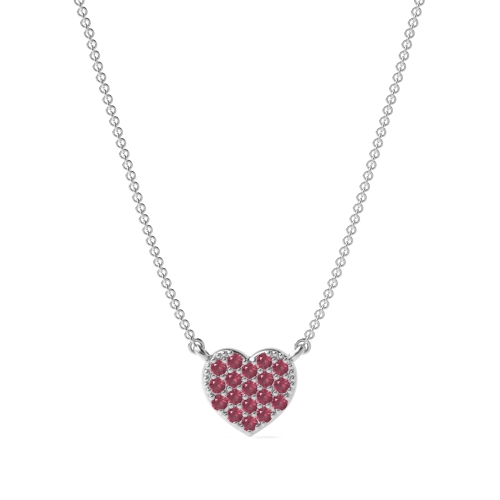 Round Ruby Heart Pendant Necklace