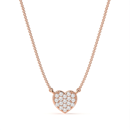 Pave Setting Round Rose Gold Cluster in shaped Pendant Necklaces