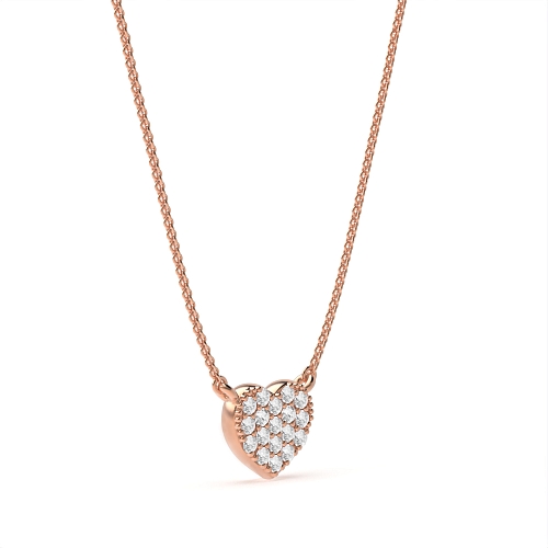 Pave Setting Round Rose Gold Cluster in shaped Pendant Necklaces
