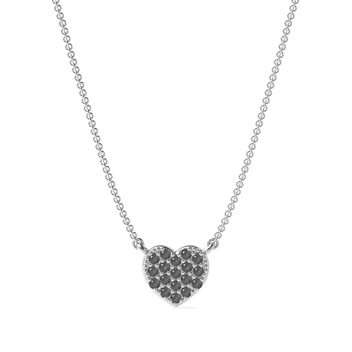 Round Black Diamond Heart Pendant Necklace