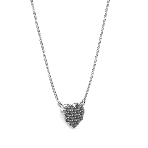 Round Black Diamond Heart Pendant Necklace