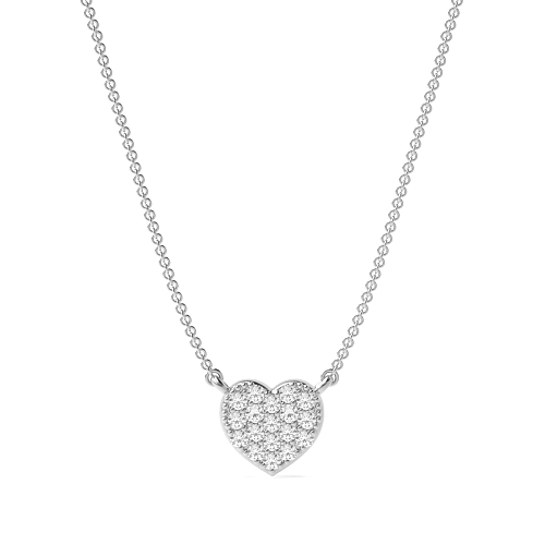 Pave Setting Round Cluster in shaped Heart Pendant Necklaces