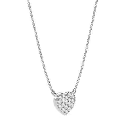 Pave Setting Round Cluster in shaped Heart Pendant Necklaces