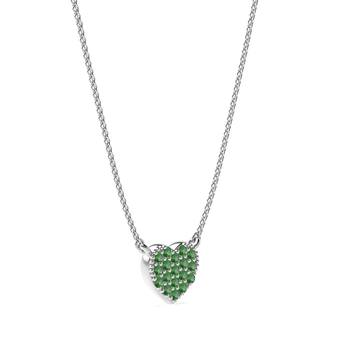 Pave Setting Round Cluster in shaped Emerald Pendant Necklaces