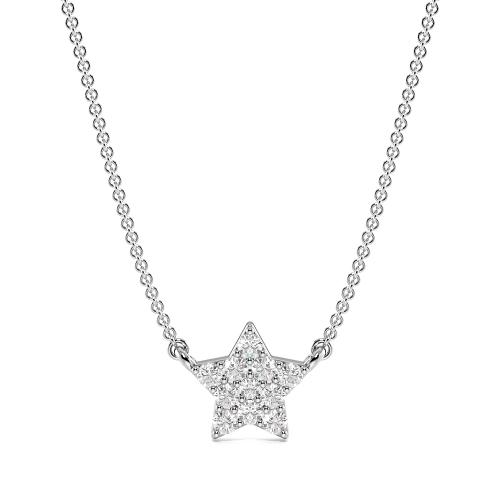 Pave Setting Round Tiny Start Necklace Lab Grown Diamond Cluster Necklace(5.5mm X 7.4mm)