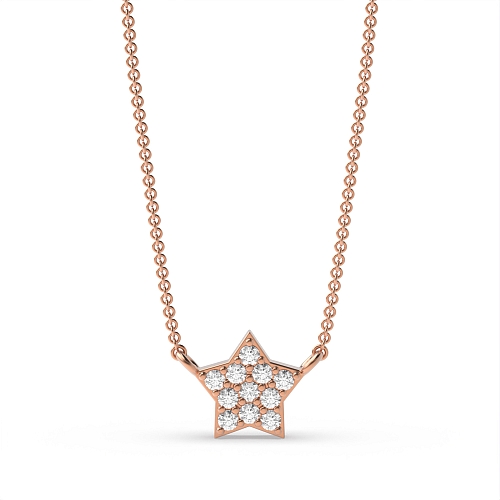 Pave Setting Round Rose Gold Tiny start Cluster Pendant Necklaces