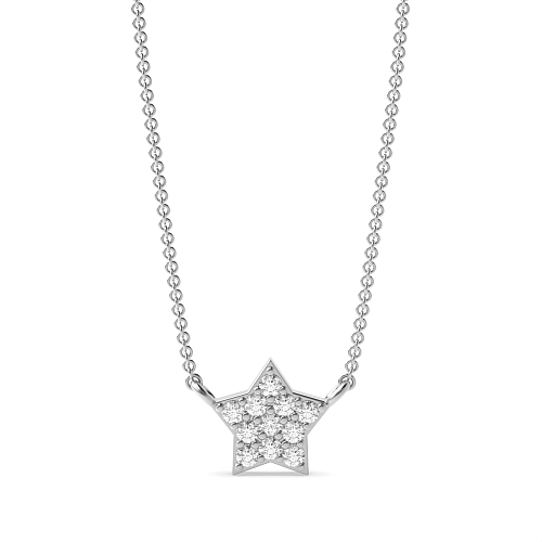 Pave Setting Round Tiny start Pendant Necklaces