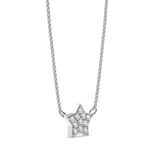 Pave Setting Round Tiny start Pendant Necklaces