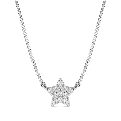 Pave Setting Round Platinum Tiny start Cluster Pendant Necklaces