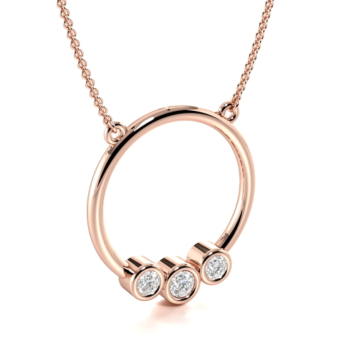 Bezel Setting Round Rose Gold Circle Pendant Necklace