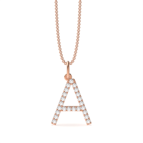 Letter 'A' Diamond Initial Pendant Necklaces in White, Yellow And Rose Gold(16mm X 12mm )