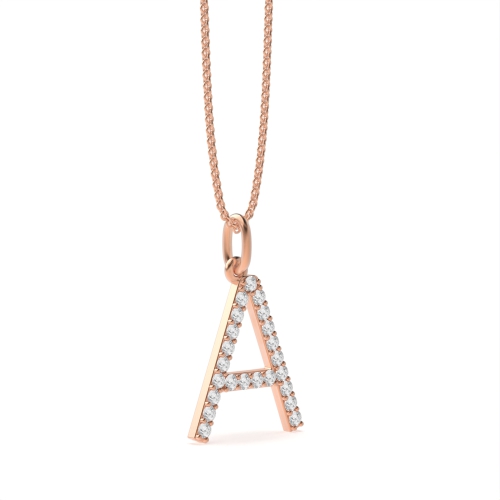 Pave Setting Round Rose Gold Alphabet a letter Pendant Necklaces