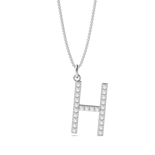 Pave Setting Round White Gold Initial Pendant Necklace