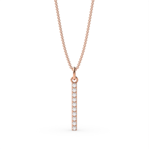 Letter 'I' Diamond Initial Pendant Necklaces in White, Yellow And Rose Gold(17mm X 1.5mm )