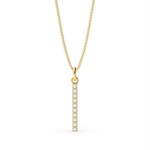 Letter 'I' Diamond Initial Pendant Necklaces in White, Yellow And Rose Gold(17mm X 1.5mm )