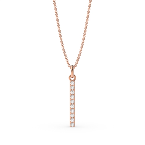 Pave Setting Round Rose Gold Alphabet i letter Pendant Necklaces