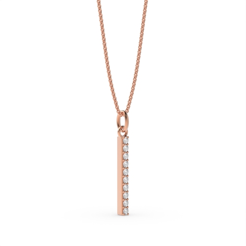 Pave Setting Round Rose Gold Alphabet i letter Pendant Necklaces