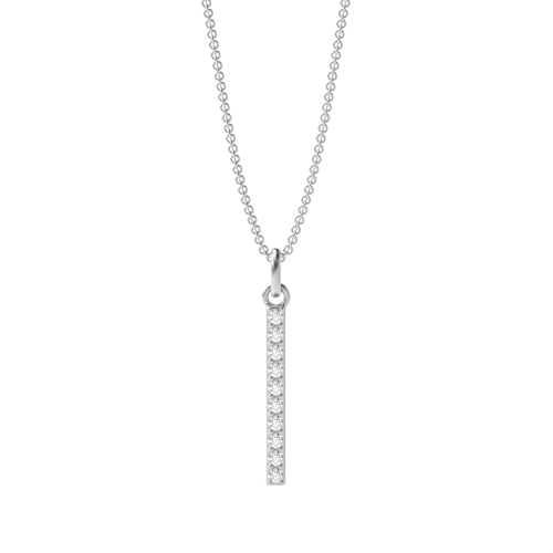 Pave Setting Round White Gold Initial Pendant Necklace