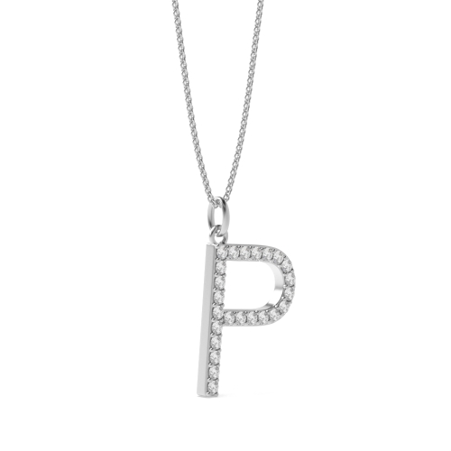 Pave Setting Round Initial Pendant Necklace