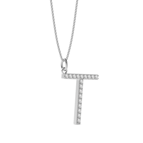 Pave Setting Round Initial Pendant Necklace