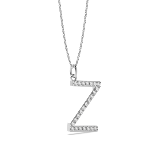 Pave Setting Round Initial Pendant Necklace