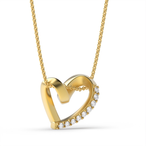 Round Yellow Gold Heart Pendant Necklace