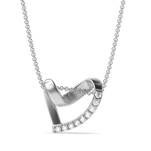 4 Prong Round White Gold Heart Pendant Necklace