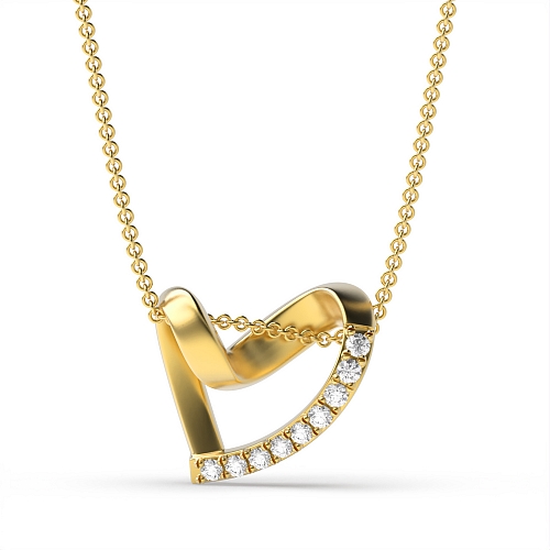 4 Prong Round Yellow Gold Love classic Pendant Necklaces