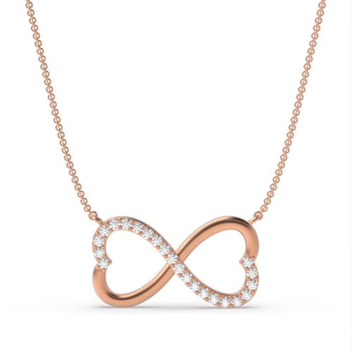 4 Prong Round Rose Gold Infinity heart Pendant Necklaces