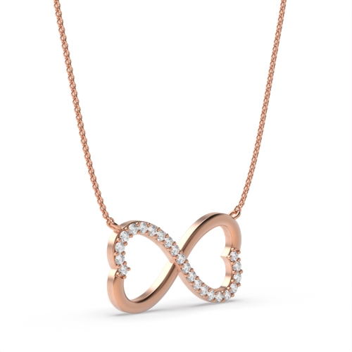 4 Prong Round Rose Gold Infinity heart Pendant Necklaces