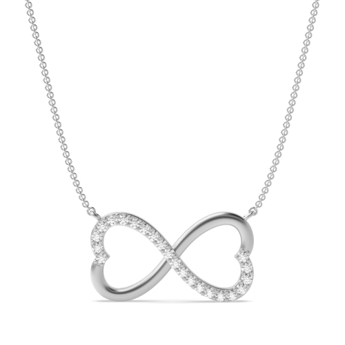 4 Prong Round Platinum Infinity heart Pendant Necklaces