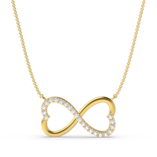 4 Prong Round Yellow Gold Infinity heart Pendant Necklaces