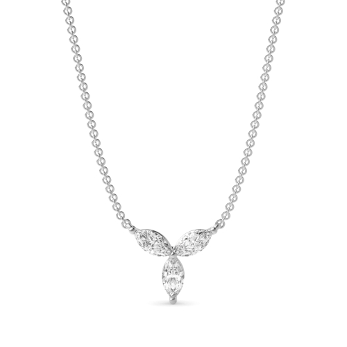 4 Prong Marquise Flower Style Moissanite Cluster Necklace(7.0mm - 10.0mm)