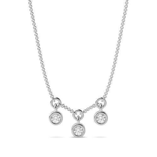 Bezel Setting Round Silver Three stone Pendant Necklaces