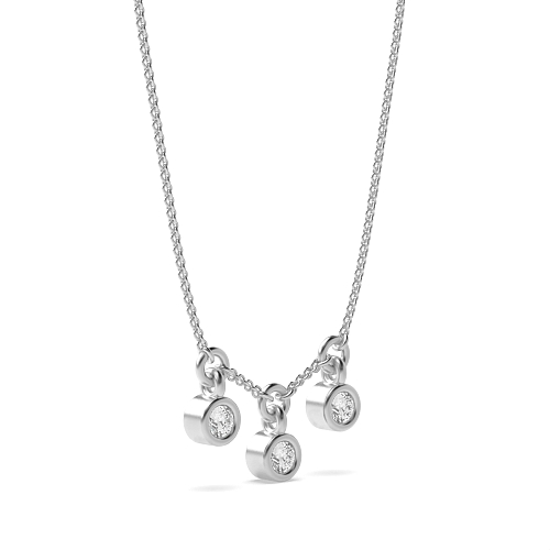 Bezel Setting Round Silver Three stone Pendant Necklaces